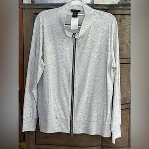 Mel & Lisa light heather gray cotton zipper cardigan. NWT.
